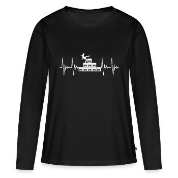 Milch Kisten Challenge weiß Herzschlag Sport - Frauen Premium Bio Langarmshirt - Schwarz - Vorne - Julia (174cm)