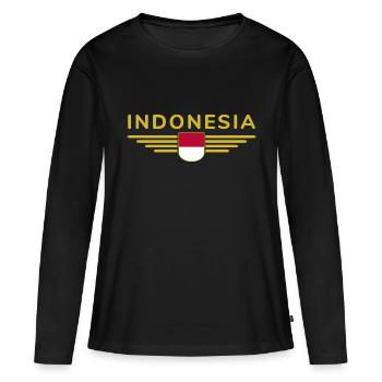 Indonésie Jakarta Fan Outfit Design T Shirt - T-shirt manches longues Premium bio Femme - noir - Devant - Julia (174cm)