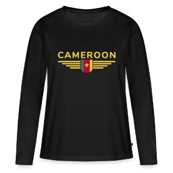 Cameroon Design – Fierté et diversité - T-shirt manches longues Premium bio Femme - noir - Devant - Julia (174cm)