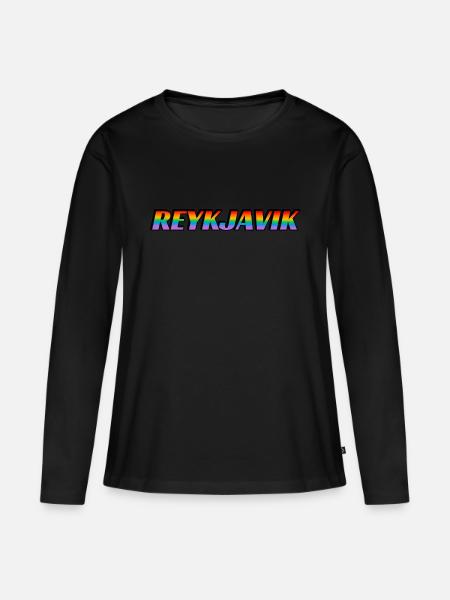 Reykjavik Regenbogen LGBTQ Pride Monat - Frauen Premium Bio Langarmshirt - Schwarz