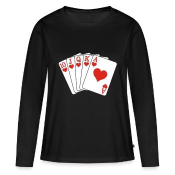 Poker Royal Flush - T-shirt manches longues Premium bio Femme - noir - Devant - Julia (174cm)