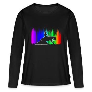 Westernreiten Westernreiter Pferdeliebhaber - Frauen Premium Bio Langarmshirt - Schwarz - Vorne - Julia (174cm)