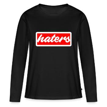 hater haters hass enemy hate enemy shirt cap on - Women's Premium Organic Long Sleeve Shirt - black - Front - Julia (174cm)