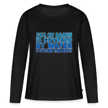 76% de la Terre est couverte par l’eau I Couvrir le reste3 - T-shirt manches longues Premium bio Femme - noir - Devant - Julia (174cm)