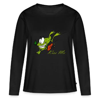 La grenouille Kiss Me - T-shirt manches longues Premium bio Femme - noir - Devant - Julia (174cm)