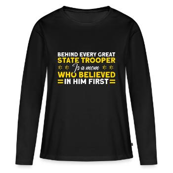 Mère Officier de police Policier - T-shirt manches longues Premium bio Femme - noir - Devant - Julia (174cm)