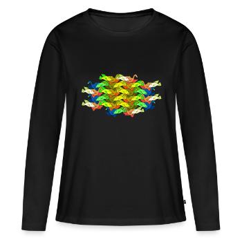 Dove Fish - Frauen Premium Bio Langarmshirt - Schwarz - Vorne - Julia (174cm)