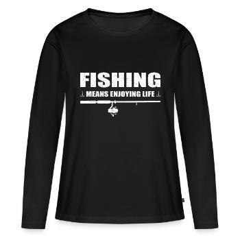 Pêcher à la ligne signifie profiter de la vie Pêcher Pêcheurs - T-shirt manches longues Premium bio Femme - noir - Devant - Julia (174cm)