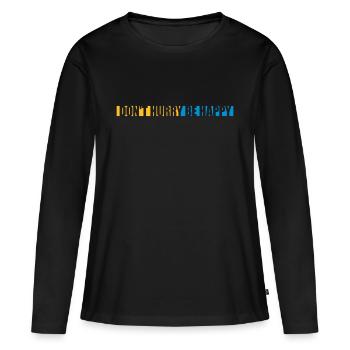 dont hurry be happy - Frauen Premium Bio Langarmshirt - Schwarz - Vorne - Julia (174cm)