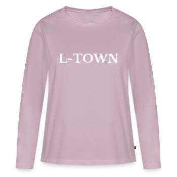 Leipzig L-Town - T-shirt manches longues Premium bio Femme - rose poudré - Devant - Julia (174cm)