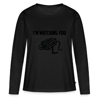 Je te regarde - T-shirt manches longues Premium bio Femme - noir - Devant - Julia (174cm)