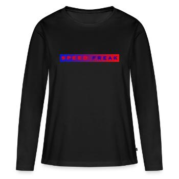 Speed Freak avec fond bleu rouge - T-shirt manches longues Premium bio Femme - noir - Devant - Julia (174cm)