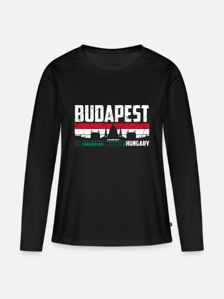 Budapest Ungarn Stadt - Frauen Premium Bio Langarmshirt - Schwarz