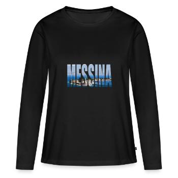 MESSINE ITALIE - T-shirt manches longues Premium bio Femme - noir - Devant - Julia (174cm)