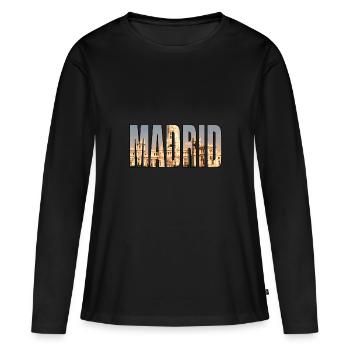 MADRID ESPAGNE - T-shirt manches longues Premium bio Femme - noir - Devant - Julia (174cm)