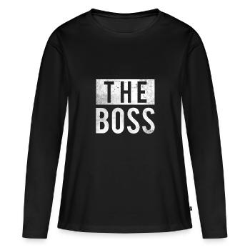 Le look de partenaire de relation de chemise de patron regard - T-shirt manches longues Premium bio Femme - noir - Devant - Julia (174cm)