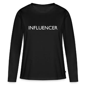 Influencer Slogan - Logo - Advertising - Marketing - Women's Premium Organic Long Sleeve Shirt - black - Front - Julia (174cm)