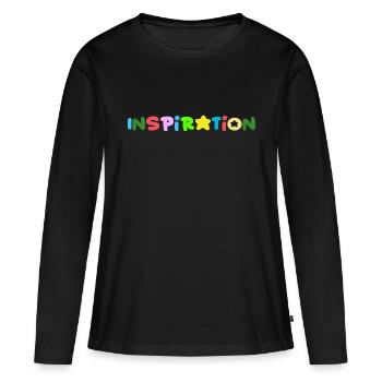 Pensée positive inspirante - T-shirt manches longues Premium bio Femme - noir - Devant - Julia (174cm)