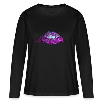 Zucker Lippen - Frauen Premium Bio Langarmshirt - Schwarz - Vorne - Julia (174cm)
