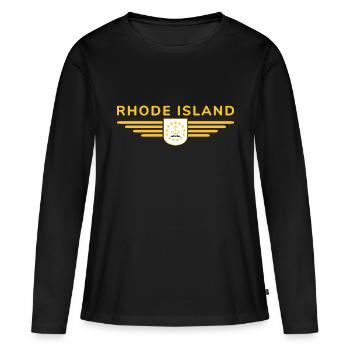 T-shirt Rhode Island Fan – Élégant et unique - T-shirt manches longues Premium bio Femme - noir - Devant - Julia (174cm)