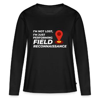 Reconnaissance de terrain SIG Géomètre Cartographie Humour - T-shirt manches longues Premium bio Femme - noir - Devant - Julia (174cm)