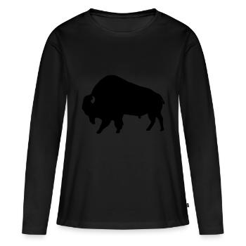 Bison - Frauen Premium Bio Langarmshirt - Schwarz - Vorne - Julia (174cm)
