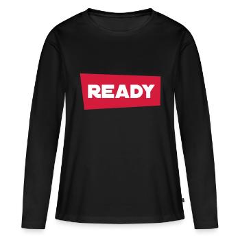 ready - Frauen Premium Bio Langarmshirt - Schwarz - Vorne - Julia (174cm)