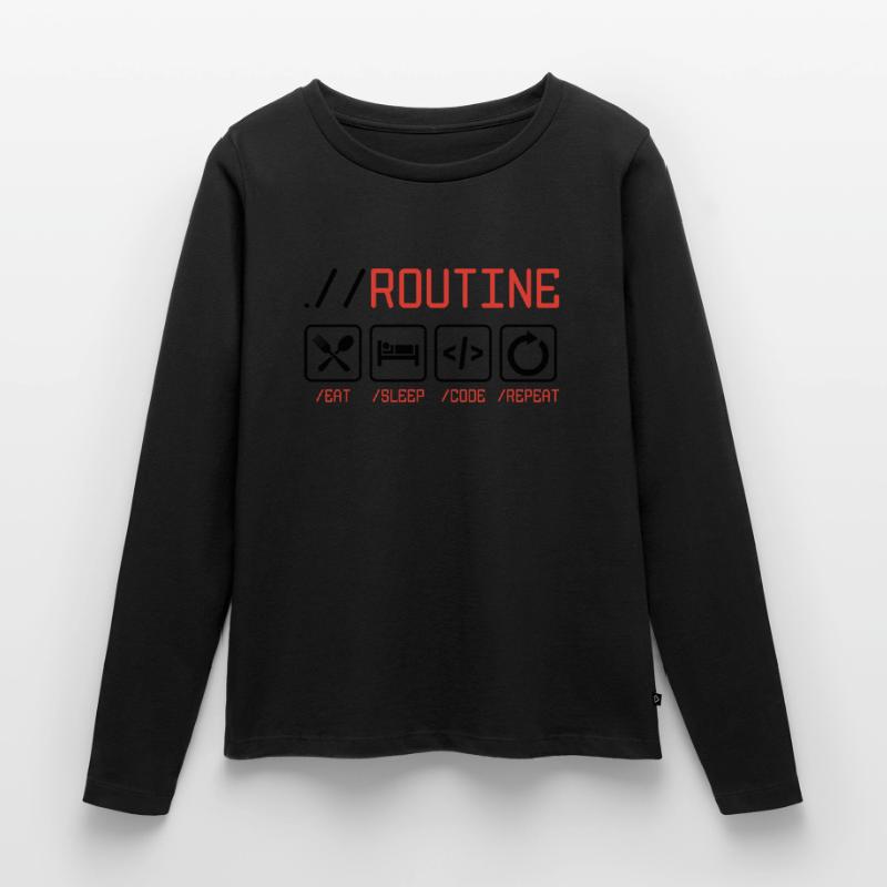 Routine Eat Sleep Code Repeat Software Developer C Frauen Premium Bio Langarmshirt