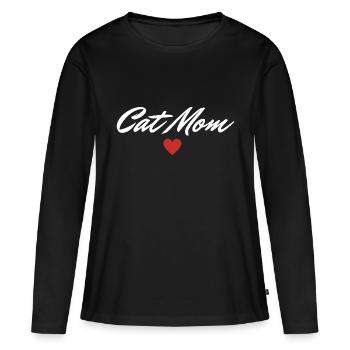 Cat mom Cat lover Geschenkidee - Frauen Premium Bio Langarmshirt - Schwarz - Vorne - Julia (174cm)