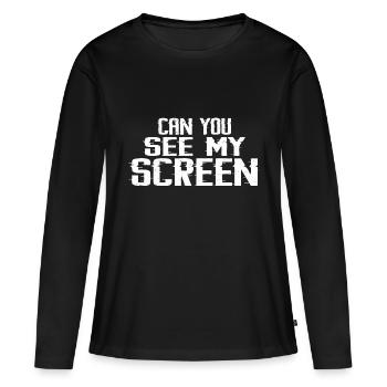 Pouvez-vous voir mon écran 6 - T-shirt manches longues Premium bio Femme - noir - Devant - Julia (174cm)