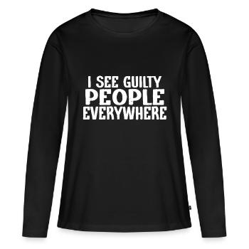 Je vois des coupables partout 3 - T-shirt manches longues Premium bio Femme - noir - Devant - Julia (174cm)