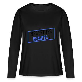 MES PETITES BEAUTÉS ! - T-shirt manches longues Premium bio Femme - noir - Devant - Julia (174cm)