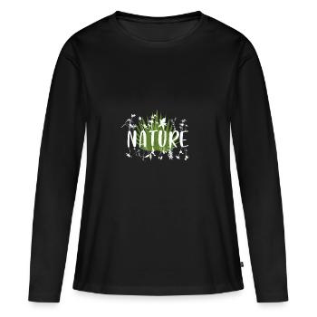NATURE - T-shirt manches longues Premium bio Femme - noir - Devant - Julia (174cm)