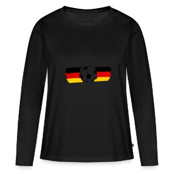 Deutschland - WM - EM Fußballfanshirt - Frauen Premium Bio Langarmshirt - Schwarz - Vorne - Julia (174cm)