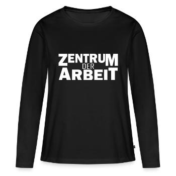 bureau de travail central disant travail de collègue drôle - T-shirt manches longues Premium bio Femme - noir - Devant - Julia (174cm)