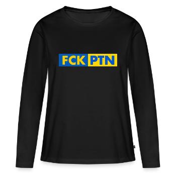 Fck ptn - T-shirt manches longues Premium bio Femme - noir - Devant - Julia (174cm)
