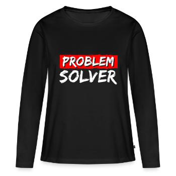 Solution Drôle Pas de problème - T-shirt manches longues Premium bio Femme - noir - Devant - Julia (174cm)
