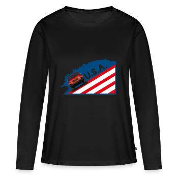 L'icône du véhicule tout-terrain rétro sous forme de cool graphique américain - T-shirt manches longues Premium bio Femme - noir - Devant - Julia (174cm)