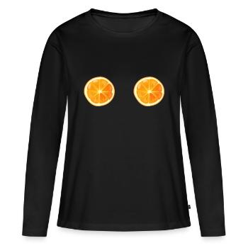 Orangen Hingucker, sexy Früchtchen, lustig - Frauen Premium Bio Langarmshirt - Schwarz - Vorne - Julia (174cm)