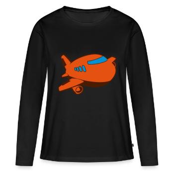 Flugzeug - Frauen Premium Bio Langarmshirt - Schwarz - Vorne - Julia (174cm)
