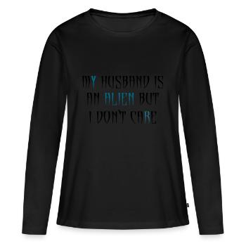 My HUSBAND is an ALIEN - Women's Premium Organic Long Sleeve Shirt - black - Front - Julia (174cm)