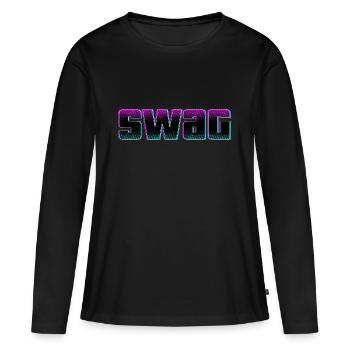 swag SWAG Swag - T-shirt manches longues Premium bio Femme - noir - Devant - Julia (174cm)