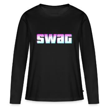 swag SWAG Swag - T-shirt manches longues Premium bio Femme - noir - Devant - Julia (174cm)