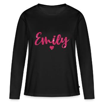 Emily Heart Pink - Women's Premium Organic Long Sleeve Shirt - black - Front - Julia (174cm)