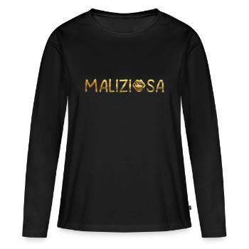 Version dorée espiègle - T-shirt manches longues Premium bio Femme - noir - Devant - Julia (174cm)
