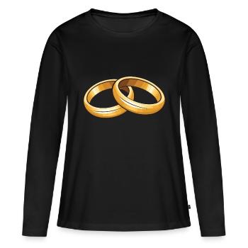 Anneaux de mariage symbole mariage - T-shirt manches longues Premium bio Femme - noir - Devant - Julia (174cm)