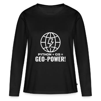 Python SIG Géo-Puissance Programmation Géospatial - T-shirt manches longues Premium bio Femme - noir - Devant - Julia (174cm)