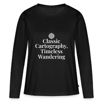 Klassische Kartographie Zeitloser Wanderkompass - Frauen Premium Bio Langarmshirt - Schwarz - Vorne - Julia (174cm)