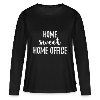 Cadeau de bureau à domicile doux pour le travail au bureau - T-shirt manches longues Premium bio Femme - noir - Devant - Julia (174cm)