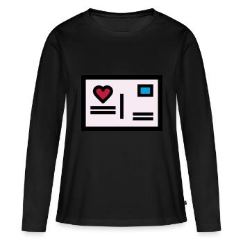 Lettre d'amour carte postale pour la Saint-Valentin - T-shirt manches longues Premium bio Femme - noir - Devant - Julia (174cm)